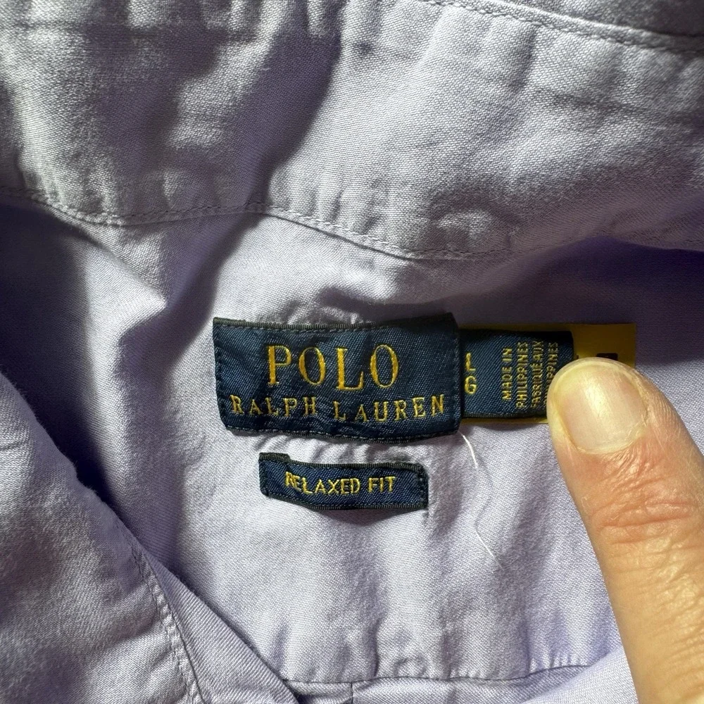 Polo Ralph Lauren Relax Fit Long Sleeve Purple‎ Button Up Shirt Men's Size L